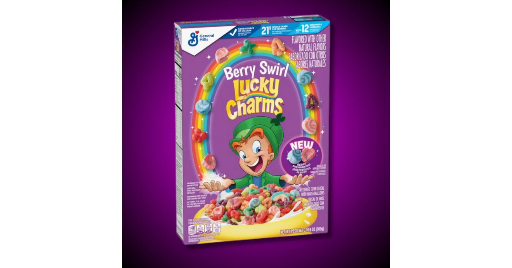 Lucky Charms Berry Swirl Cereal gyümölcsös gabonapehely 309g MegaBest