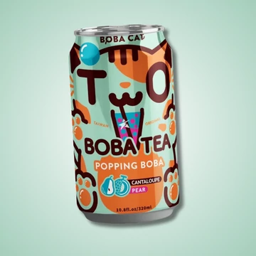 Boba Cat Bubble Tea Cantaloupe Peach sárgadinnye és körte ízesítésű buborék tea 315ml