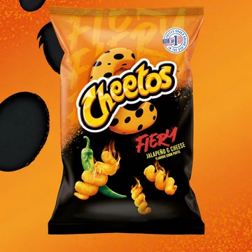 Cheetos Fiery Jalapeno & Cheese csípős sajtos angol chips 105g