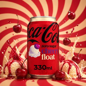 Coca Cola Cherry Float Zero cukormentes cseresznyés vanília fagylalt ízű angol üdítő 330ml