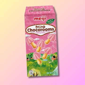 Meiji szingapúri gomba formájú epres keksz 36g