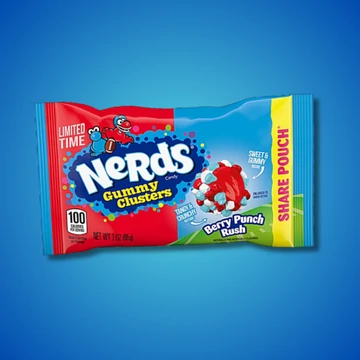 Nerds Gummy Clusters Berry Punch Rush bogyósgyümölcs puncs ízű rágós cukorka 85g