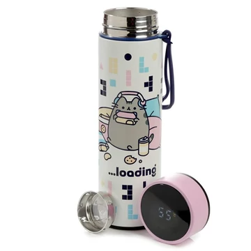 Pusheen kulacs digitális hőmérővel 450ml