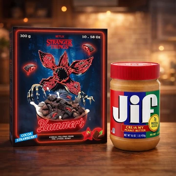 Stranger Things gabonapehely csomag ajándék JIF mogyoróvajjal