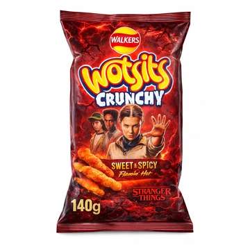 Stranger Things Walkers Wotsits Crunchy Flamin Hot csípős angol chips 140g