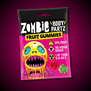 Zombie Body Partz Fruit Gummies horror zombi gumicukor gyümölcs ízben 35g