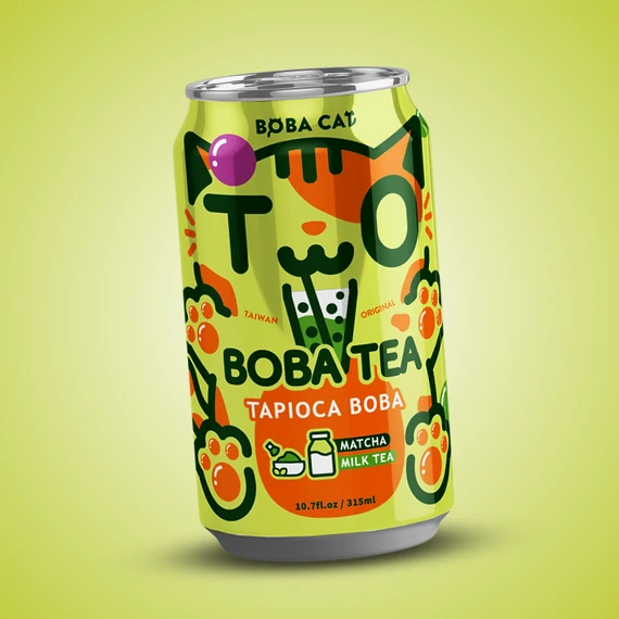 Boba Cat Bubble Tea Matcha  ízesítésű buborék tea 315ml