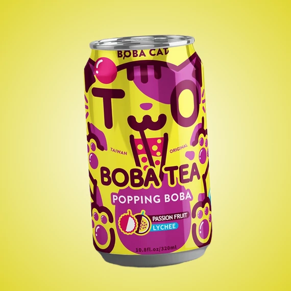 Boba Cat Bubble Tea Passion Fruit és Licsi ízesítésű buborék tea 315ml