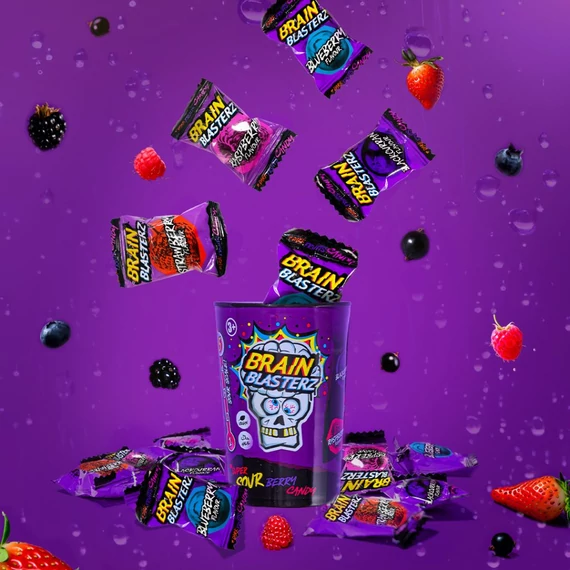 Brain Blasterz Dark Fruits gyümölcs ízű savanyú cukorka válogatás 48g
