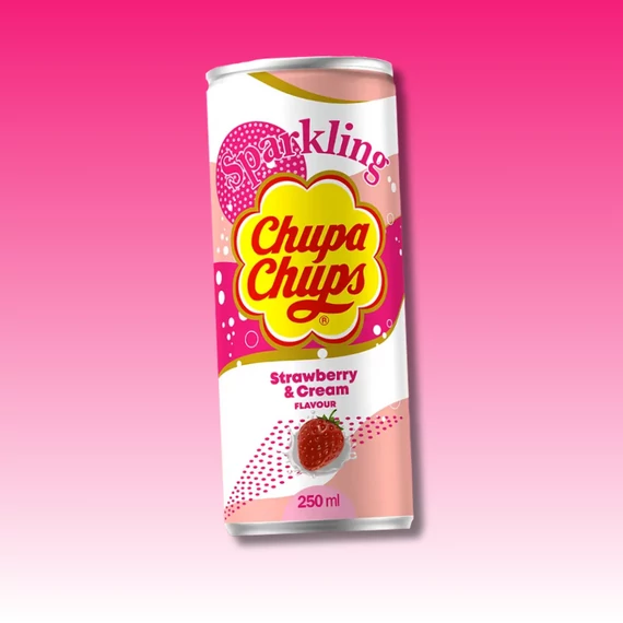 Chupa Chups Strawberry Cream epres krém szénszavas üdítő 250 ml