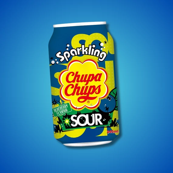 Chupa Chups Kékmálna ízű savanyú szénsavas üdítőital 345ml