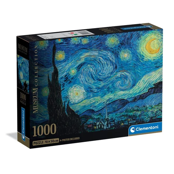 Van Gogh Csillagos éj puzzle ajándék poszterrel 1000db