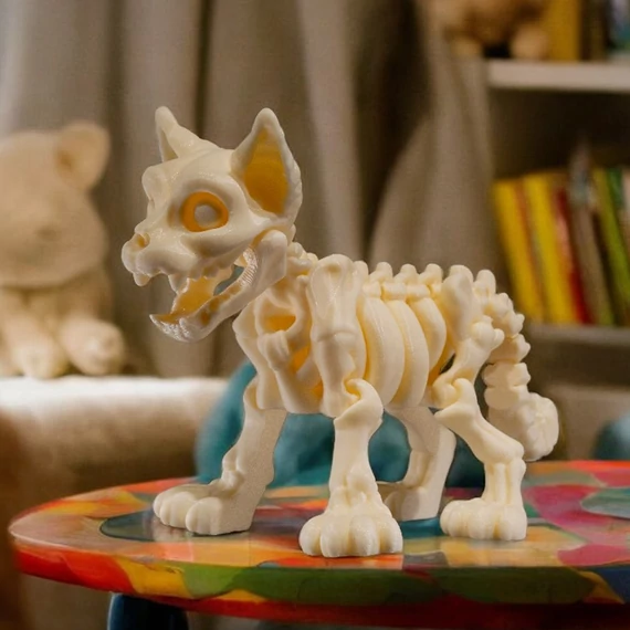 Mr. Halálmancs - mozgatható csontváz macska figura