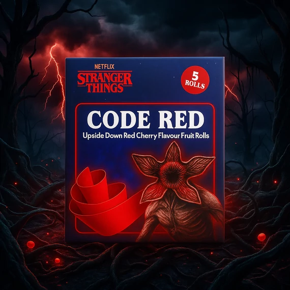 Stranger Things Demogorgon 5db-os Code Red Fruit Rollers cseresznye ízű felcsavarható gumicukor 60g