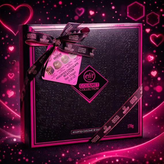PinkBox Elit Gourmet csokoládé válogatás díszdobozban ajándéktáskával 170g