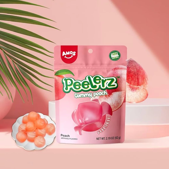 Amos Peelerz Peach hámozható barack ízű gumicukor 170g