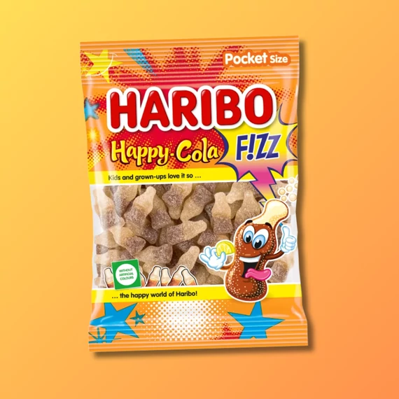 Haribo Happy-Cola Fizz kólaízű savanyú gumicukor 80g