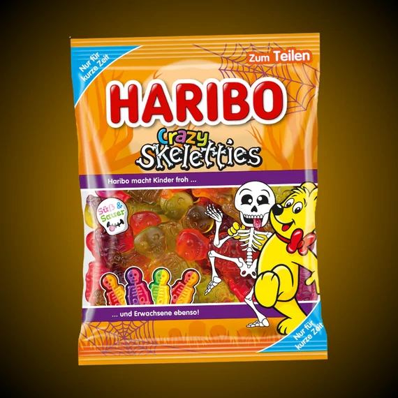 Haribo Crazzy Skeletties csontváz alakú édes és savanyú gumicukor 160g