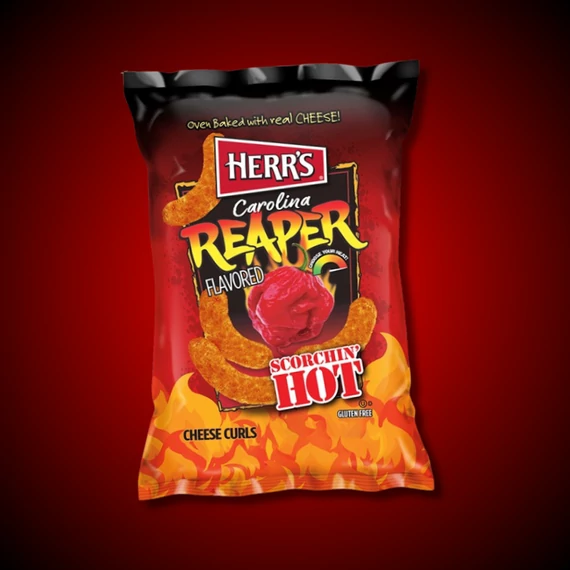 Herrs Carolina Reaper Flavored Extra Hot Cheese Curls sajtos-csípős chips 28g