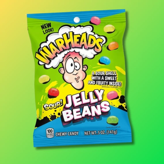 Warheads Jelly Beans savanyú-gyümölcsös drazsé 141g