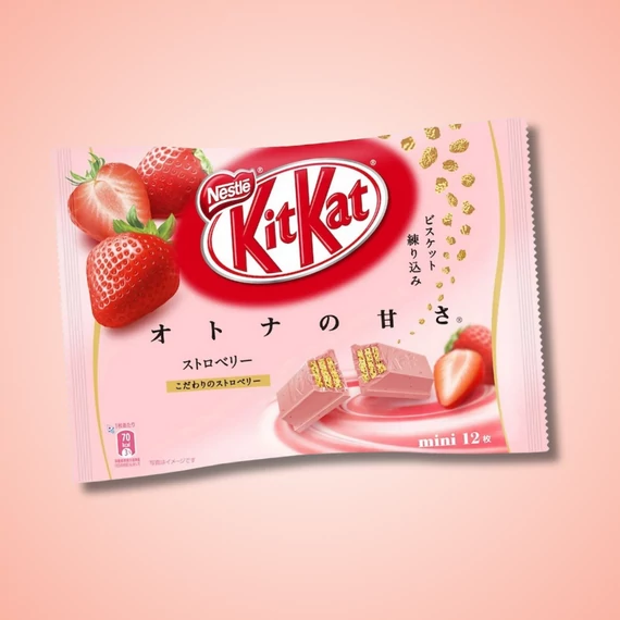 KitKat Mini Strawberry eper ízű japán csokoládé családi kiszerelés 135g