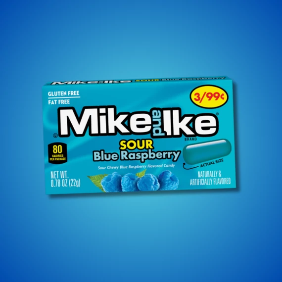 Mike and Ike Mini Sour Blue Raspberry savanyú kék málna ízű drazsé 22g
