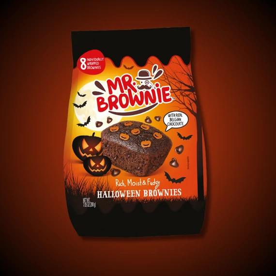 Mr. Brownie Halloween-i belga csokoládés sütemény tökfej cukorral 200g