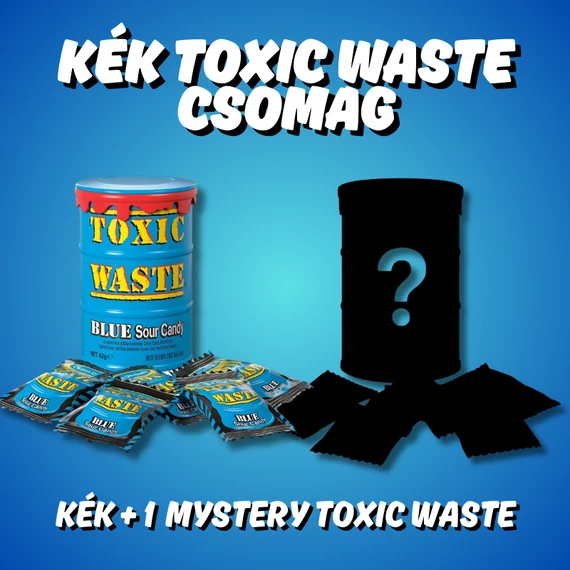 Toxic Waste kék dobozos savanyú cukorkák + egy Mystery Toxic Waste 2x42g + egy extra savanyú ajándék