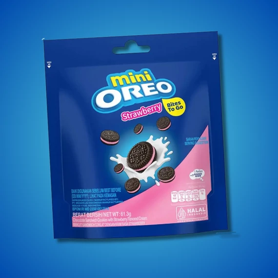 Oreo Mini Strawberry eper ízű indonéz keksz 100% HALAL 61g