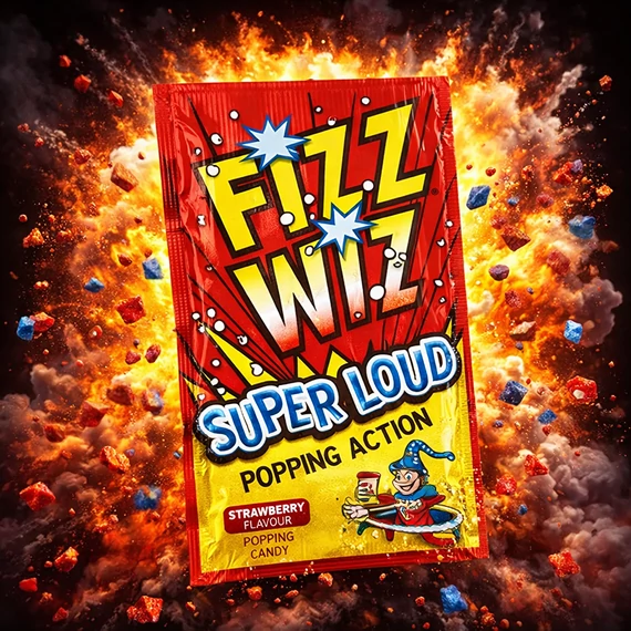 Fizz Wiz Popping Candy Strawberry extra robbanós cukor eper ízben 5g