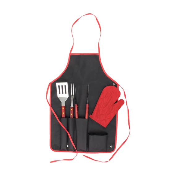 Prémium fekete-piros BBQ szett