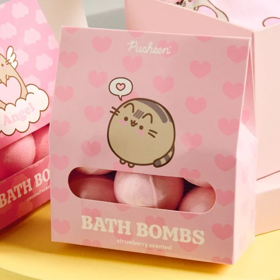 Pusheen eper illatű fürdőbomba (5db)