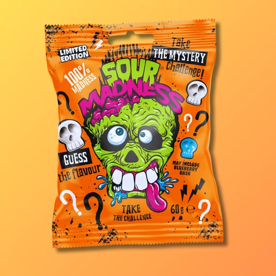 Sour Madness Mystery rejtélyes ízű extra savanyú keménycukorka 60g