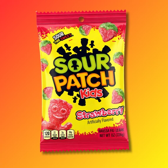 Sour Patch Kids Strawberry eper ízű gumicukor családi kiszerelés 227g