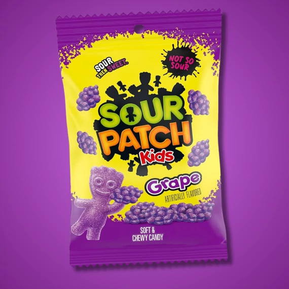 Sour Patch Kids Grape szőlő ízű savanyú gumicukor családi kiszerelés 227g