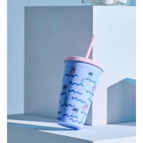 Stitch pohár szívószállal