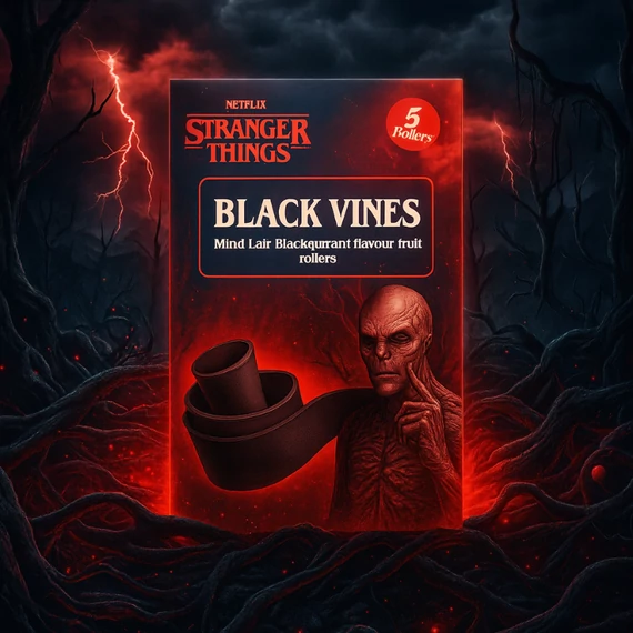 Stranger Things Vecna 5db-os Fruit Rollers fekete ribizli ízű felcsavarható gumicukor 60g