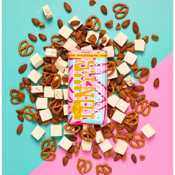 Tonys Chocolonely Everything Bar mandulás pereces mogyorós tejcsokoládé 180g