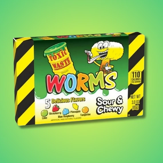 Toxic Waste Worms savanyú gumicukor kukacok 85g