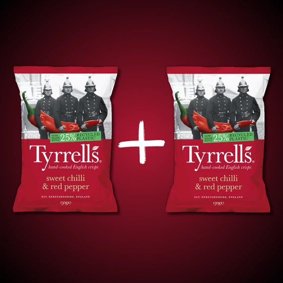 Tyrrells cheddar chilis és kalifornia paprikás burgonyachips 2x40g