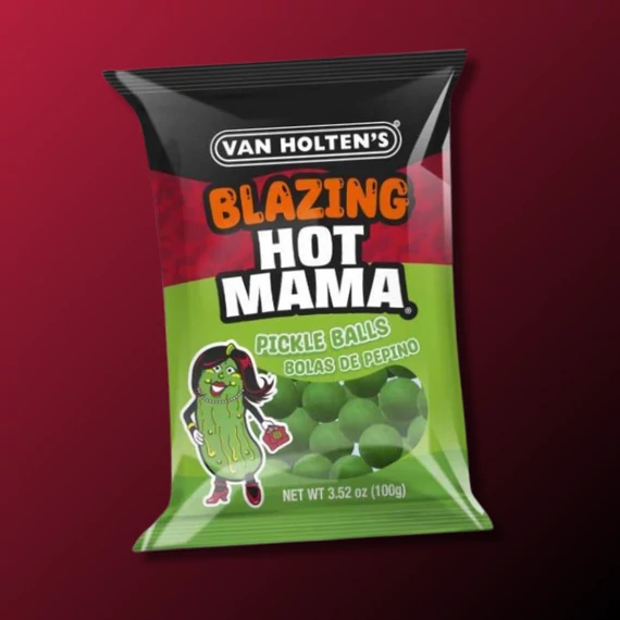 Van Holtens Blazing Hot Mama Pickle Balls uborkás csípős cukorka 104g