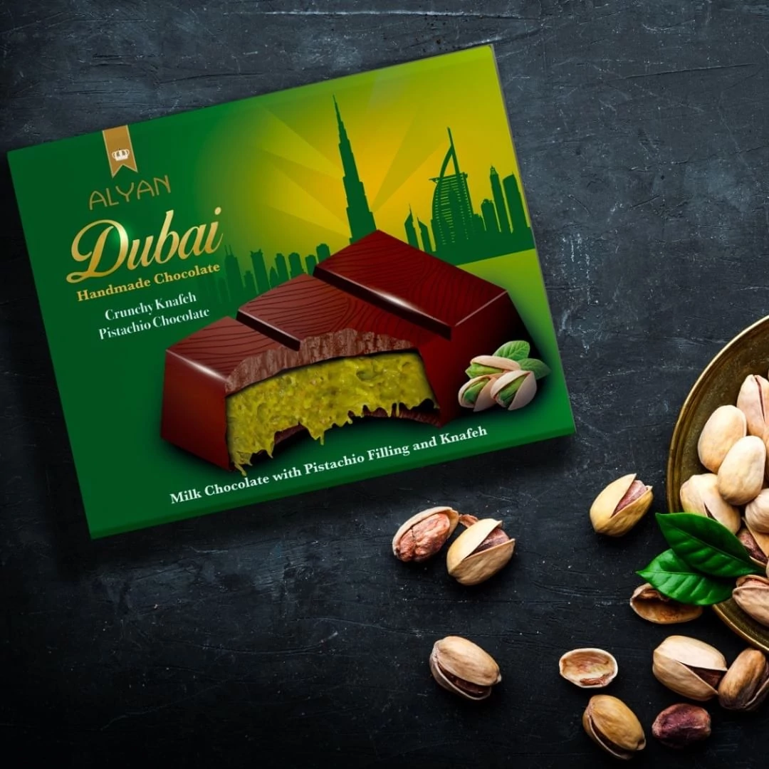 Alyan Dubai Pistachio Chocolate pisztáciás csoki 100g