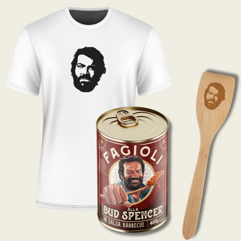 Bud Spencer BBQ póló csomag (1 db BBQ bab, 1 db Bud Spencer póló, 1 db fakanál)