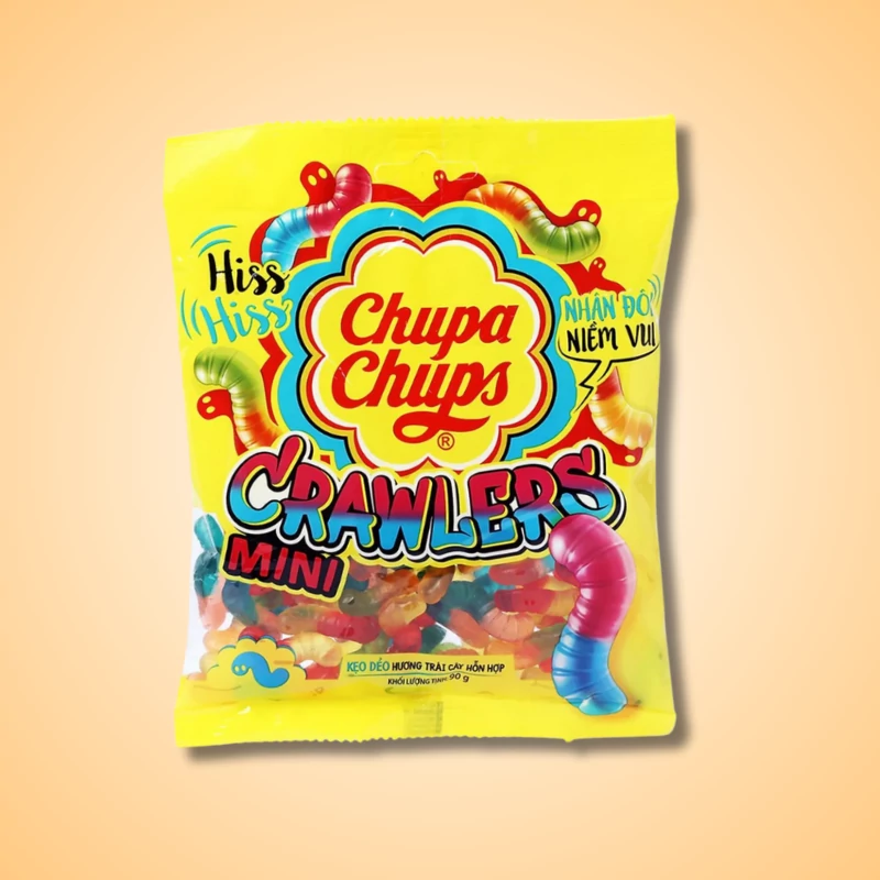 Chupa Chups Crawlers gyümölcs ízű kukacok Vietnámból 90g