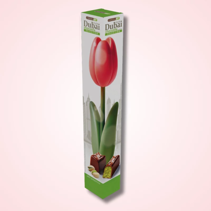 ChocolArt Tulipán Dubai pisztáciakrémmel és Kadayif tésztával töltött bonbon 70g