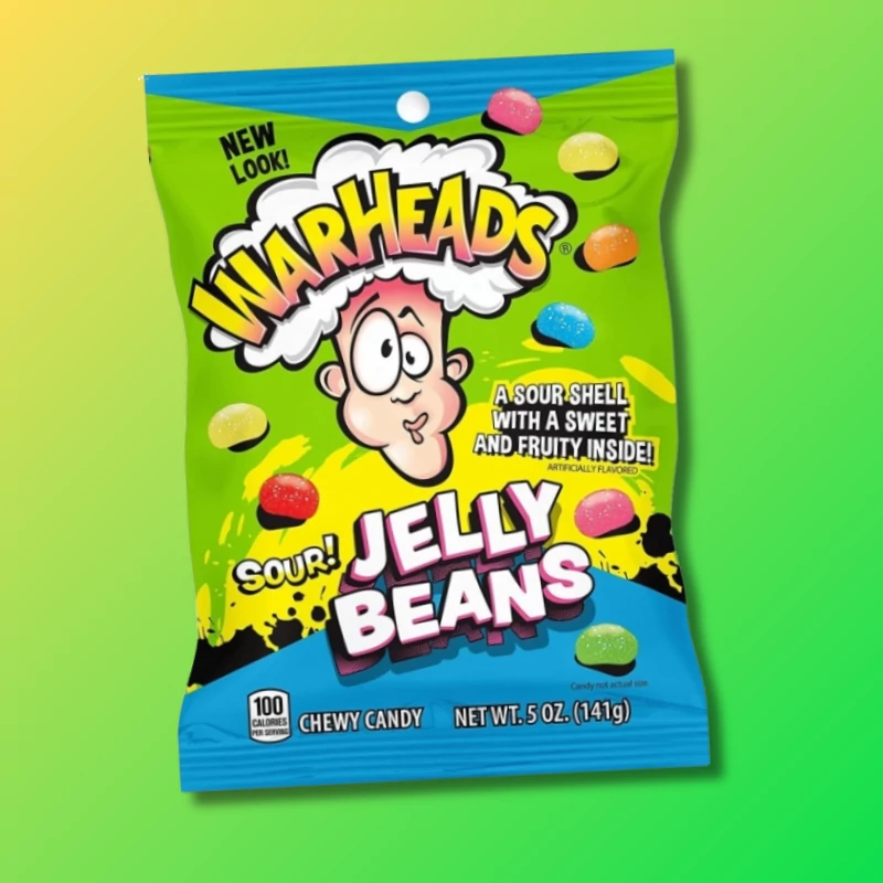 Warheads Jelly Beans savanyú-gyümölcsös drazsé 141g