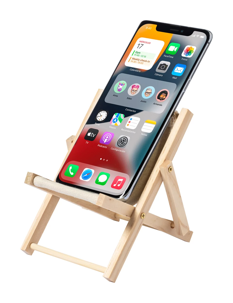 Napozó szék formájú mobiltelefon tartó
