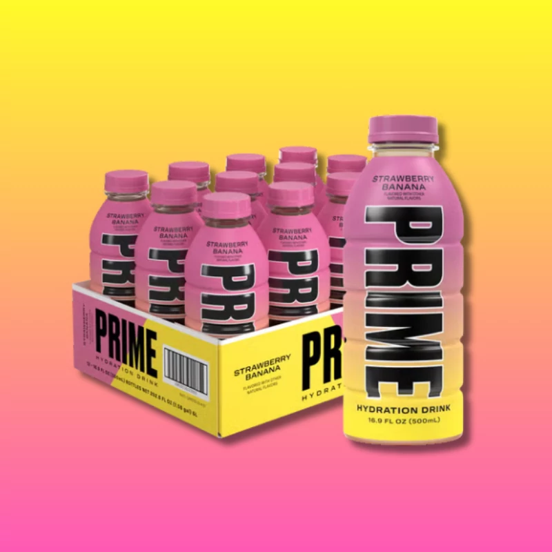Prime Hydration Strawberry Banana eper és banán ízű USA sportital 12x500ml