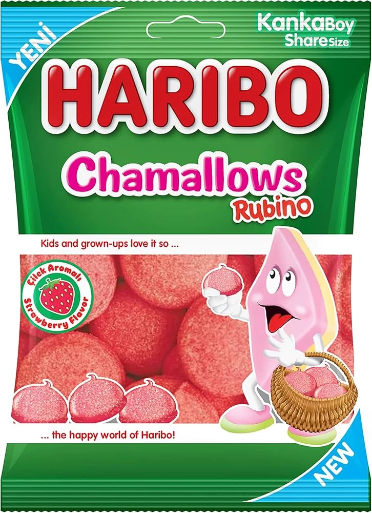 Haribo Chamallows Rubino eper ízű pillecukor 175g 