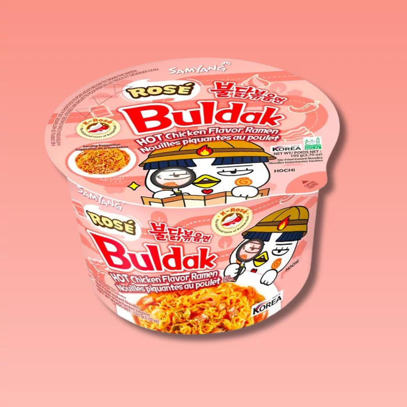 SamYang Buldak Csirkés baconos rozé ízű csípős ramen tészta 105g